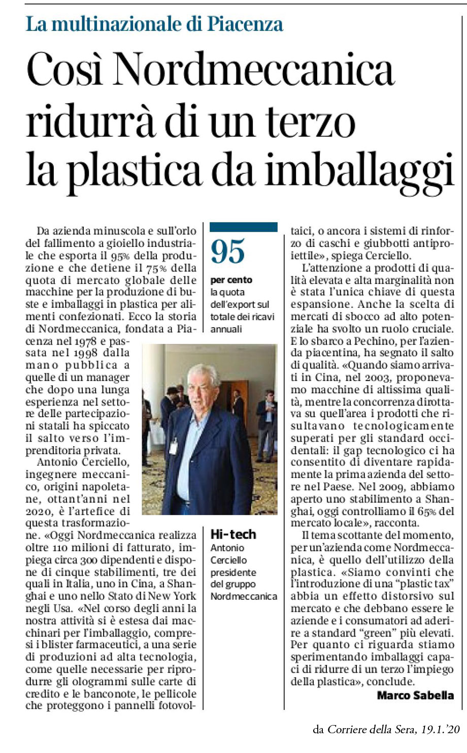 Così Nordmeccanica ridurrà di un terzo la plastica da imballaggi