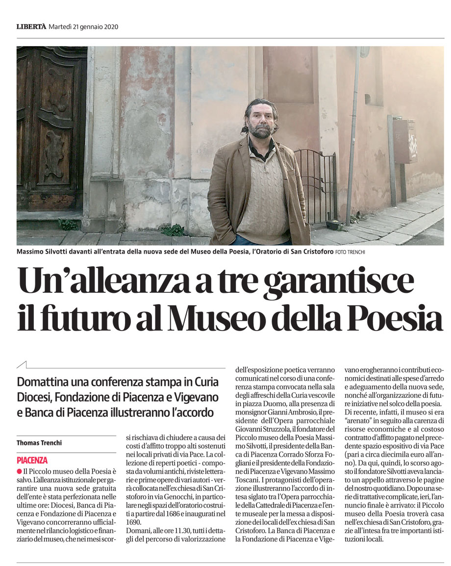 Un'alleanza a tre garantisce il futuro al Museo della Poesia