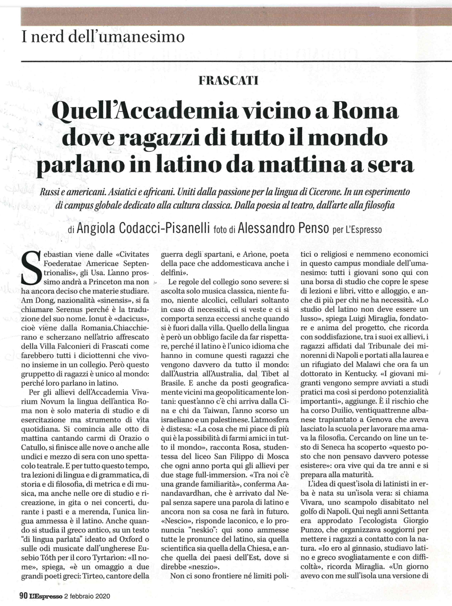 Accademia Vivarium Novum dove ragazzi di tutto il mondo parlano in latino da mattina a sera