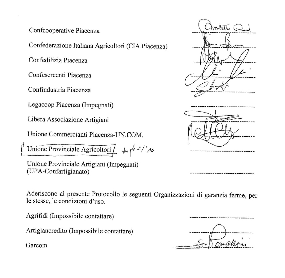 Protocollo d'intesa tra Banca di Piacenza e Associazioni di categoria