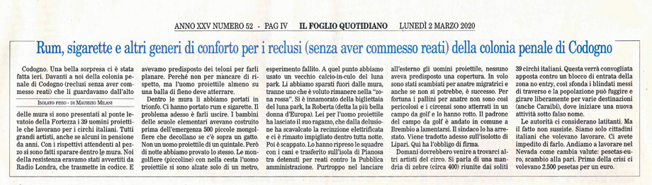 Generi di conforto per i reclusi di Codogno