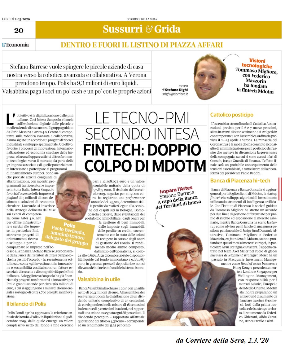 corriere accordo banca di piacenza mdotm