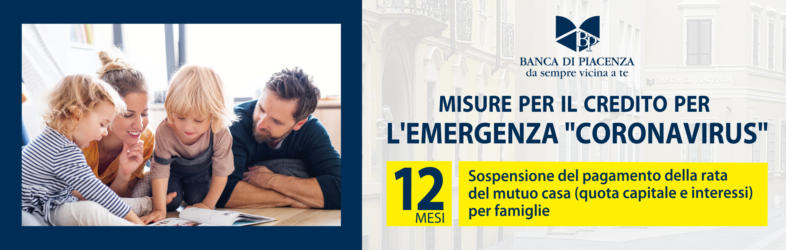 Misure per il credito per l'emergenza coronavirus per le famiglie