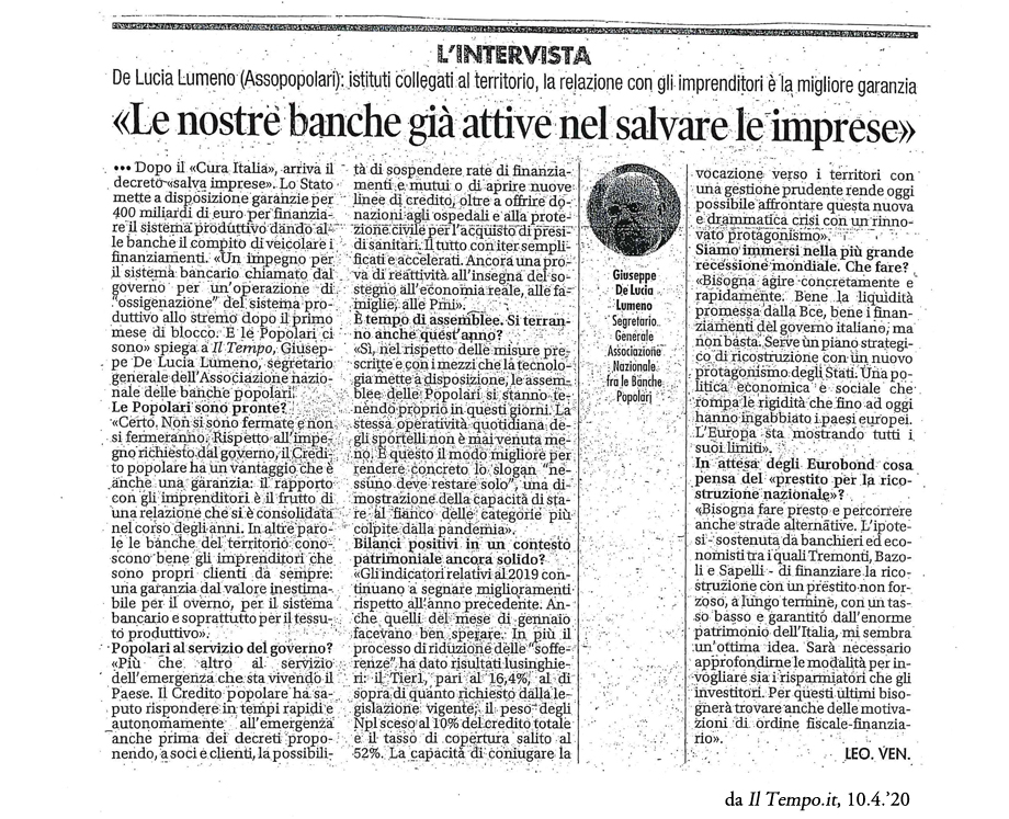 Le nostre banche già attive nel salvare le imprese