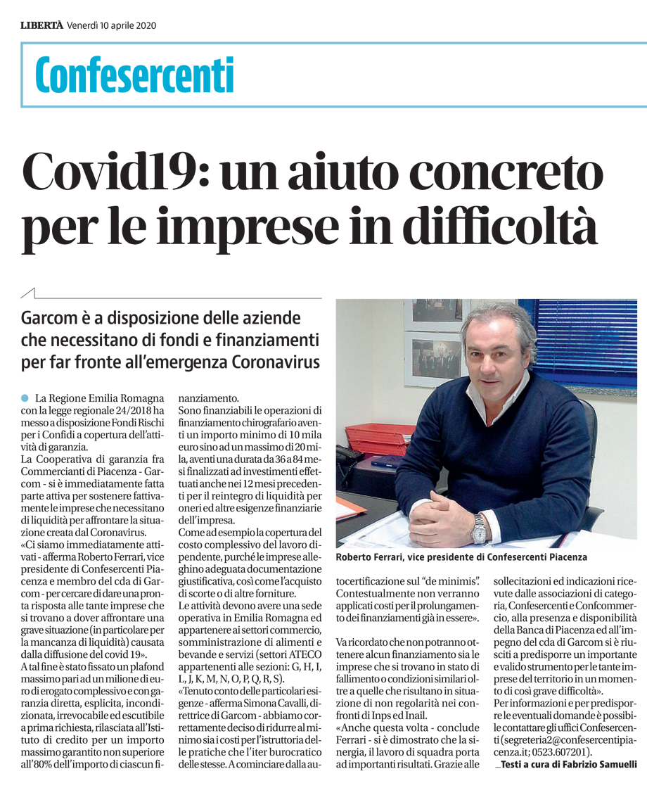 Covid19: un aiuto concreto per le imprese in difficoltà