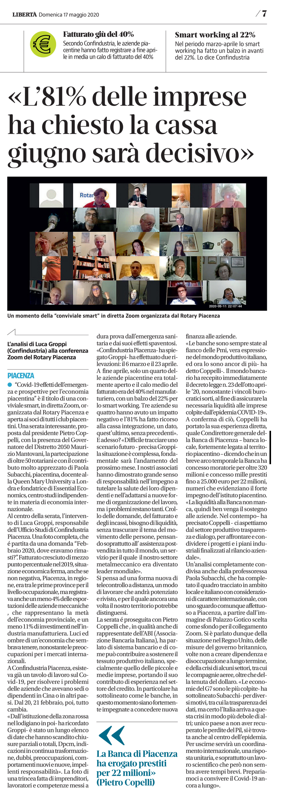 «L'81% delle imprese ha chiesto la cassa giugno sarà decisivo»