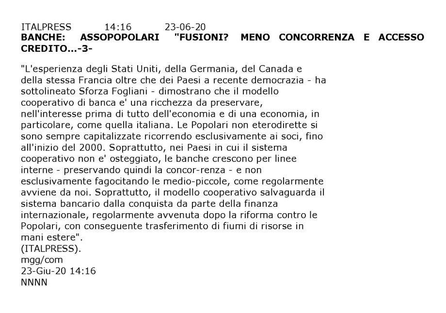 IL PRESIDENTE SFORZA FOGLIANI ALLA COMMISSIONE BANCHE