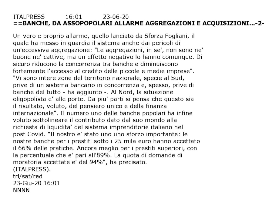 IL PRESIDENTE SFORZA FOGLIANI ALLA COMMISSIONE BANCHE