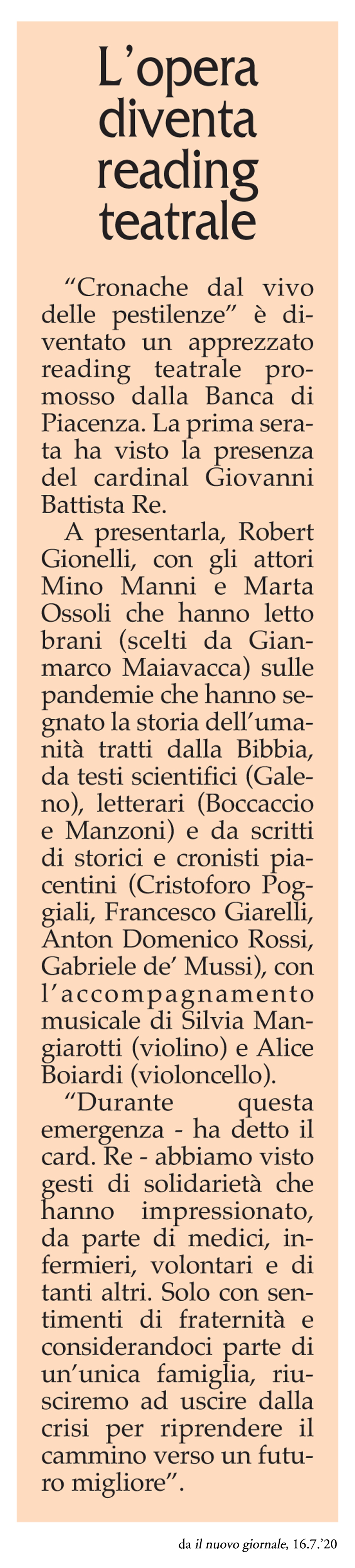 il nuovo giornale, 16.7.'20