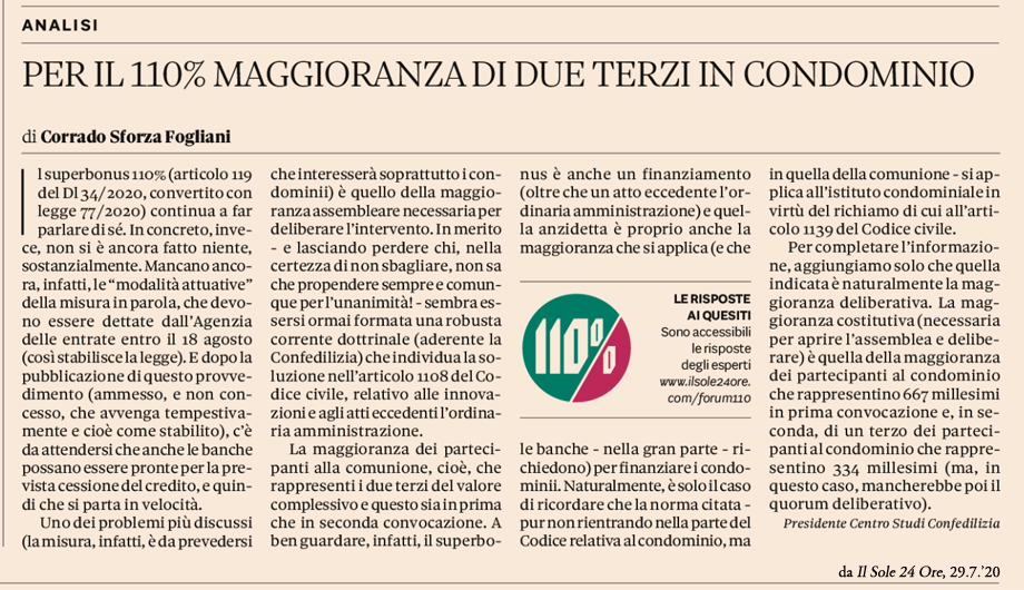 PER IL 110% MAGGIORANZA DI DUE TERZI IN CONDOMINIO