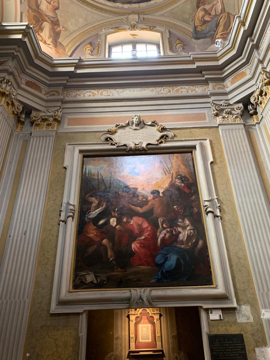 TORNATO IN SANTA BRIGIDA IL QUADRO RESTAURATO ANDATA DI CRISTO AL CALVARIO