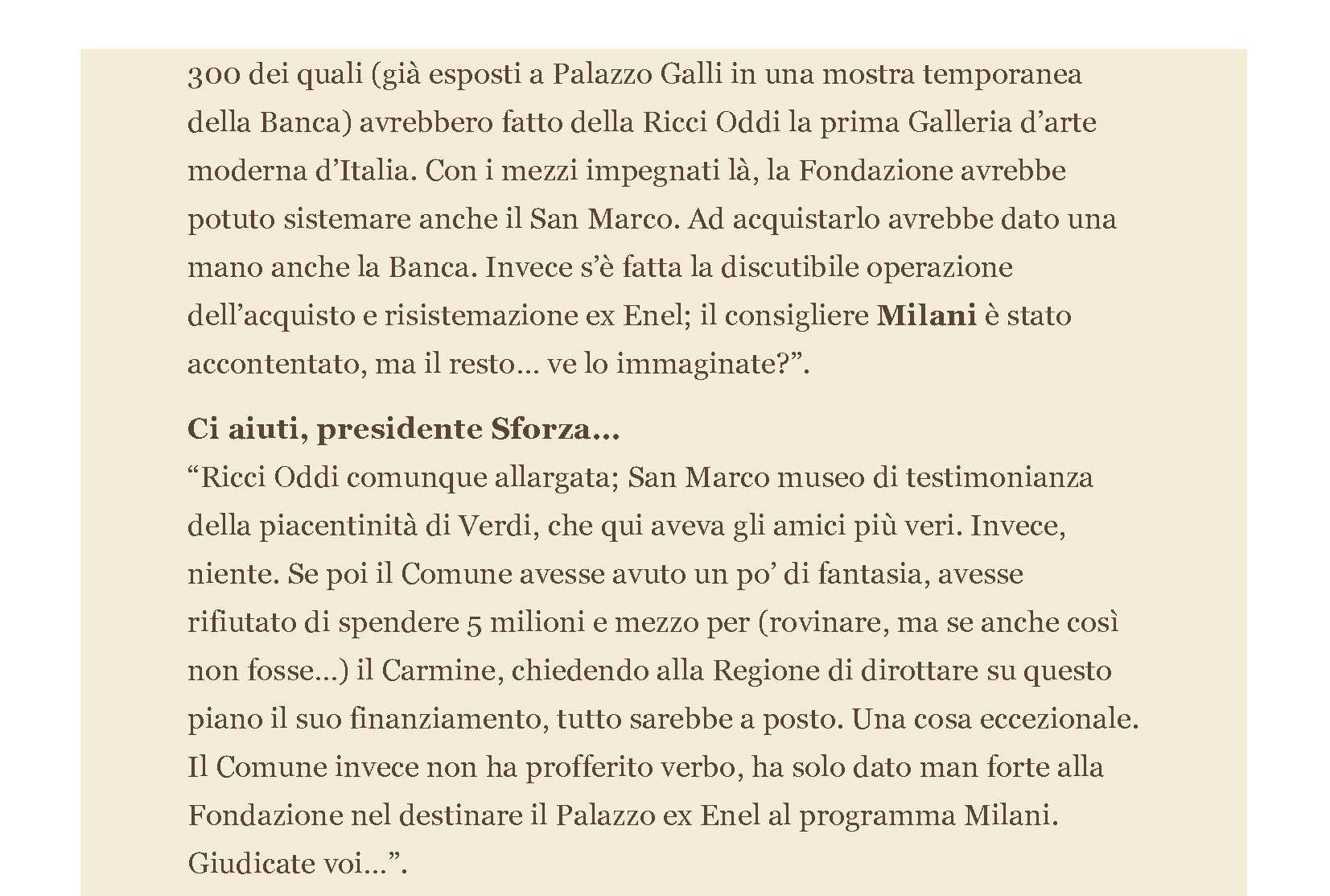 Sforza Fogliani, il presidente senza censure: ecco quello che non ho mai detto