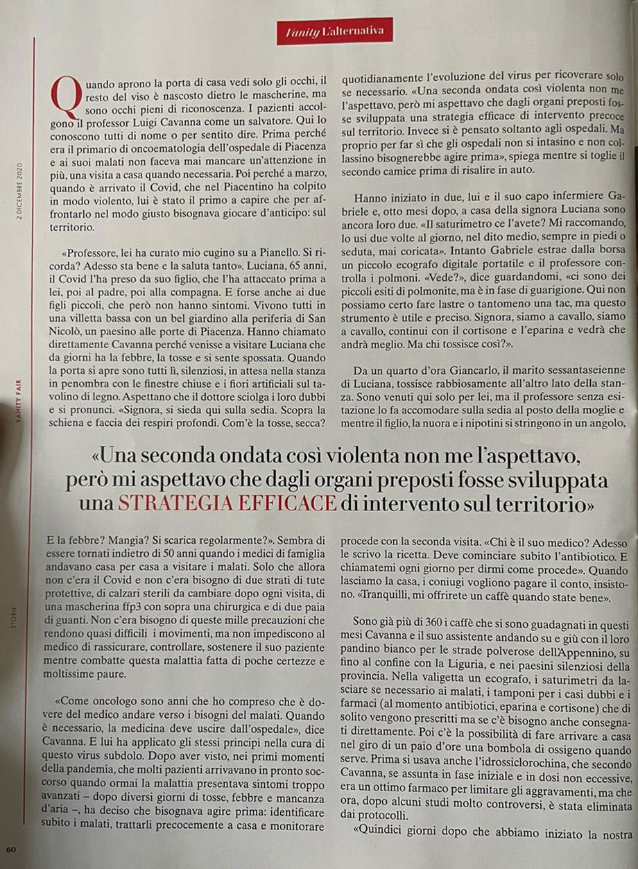 L'ANGELO CAVANNA SU VANITY FAIR IN EDICOLA