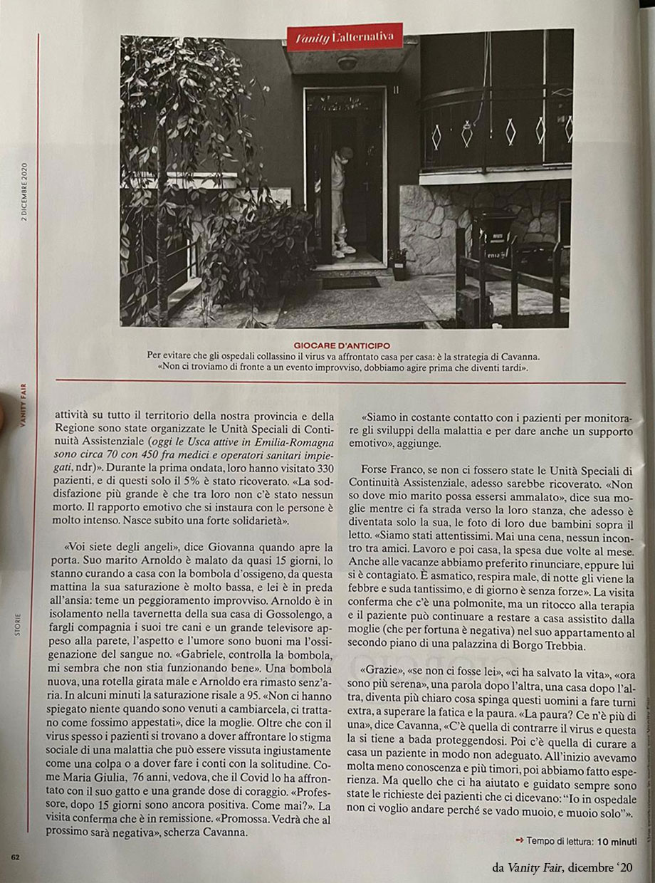 L'ANGELO CAVANNA SU VANITY FAIR IN EDICOLA