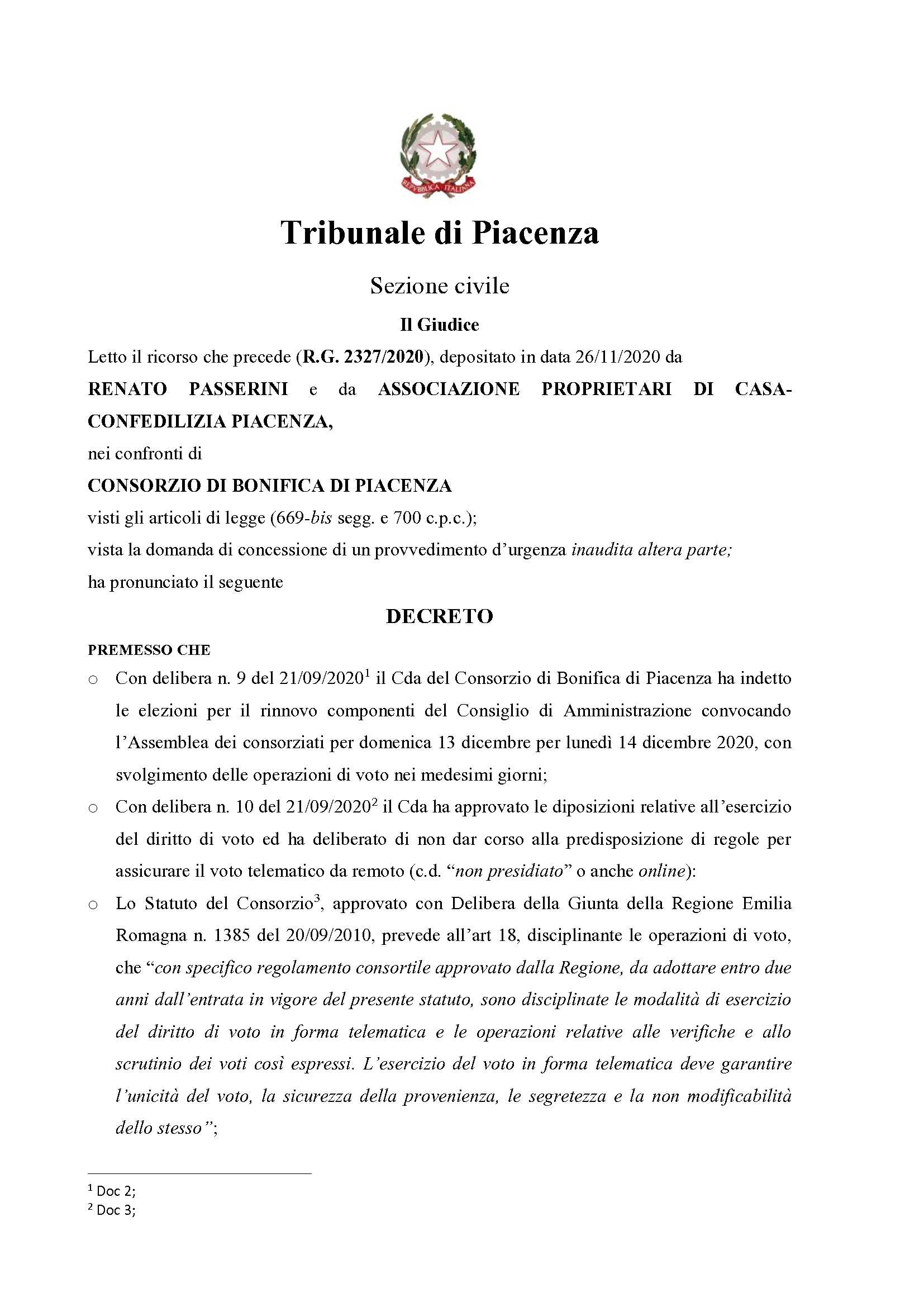 SOSPESE LE ELEZIONI DEL CONSORZIO DI BONIFICA