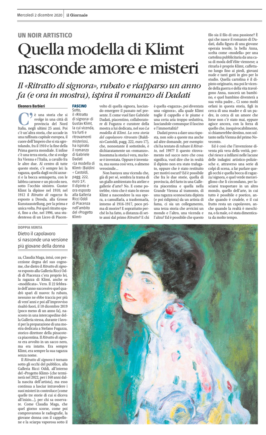 QUELLA MODELLA DI KLIMT NASCONDE AMORE E MISTERI