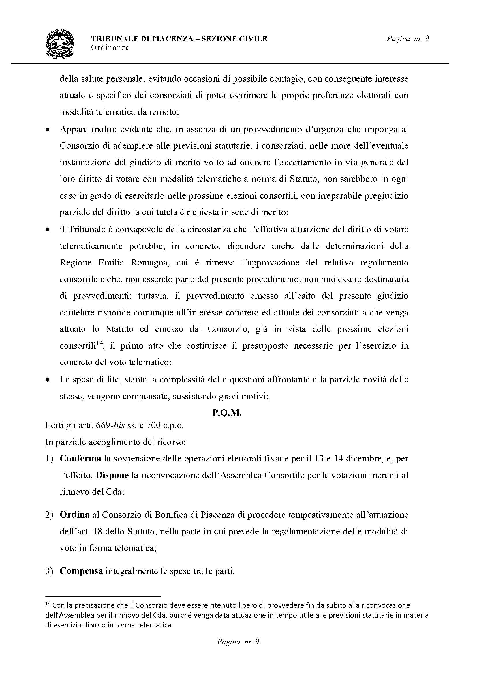 CONFERMATA LA SOSPENSIONE DELLE ELEZIONI DEL CONSORZIO BONIFICA
