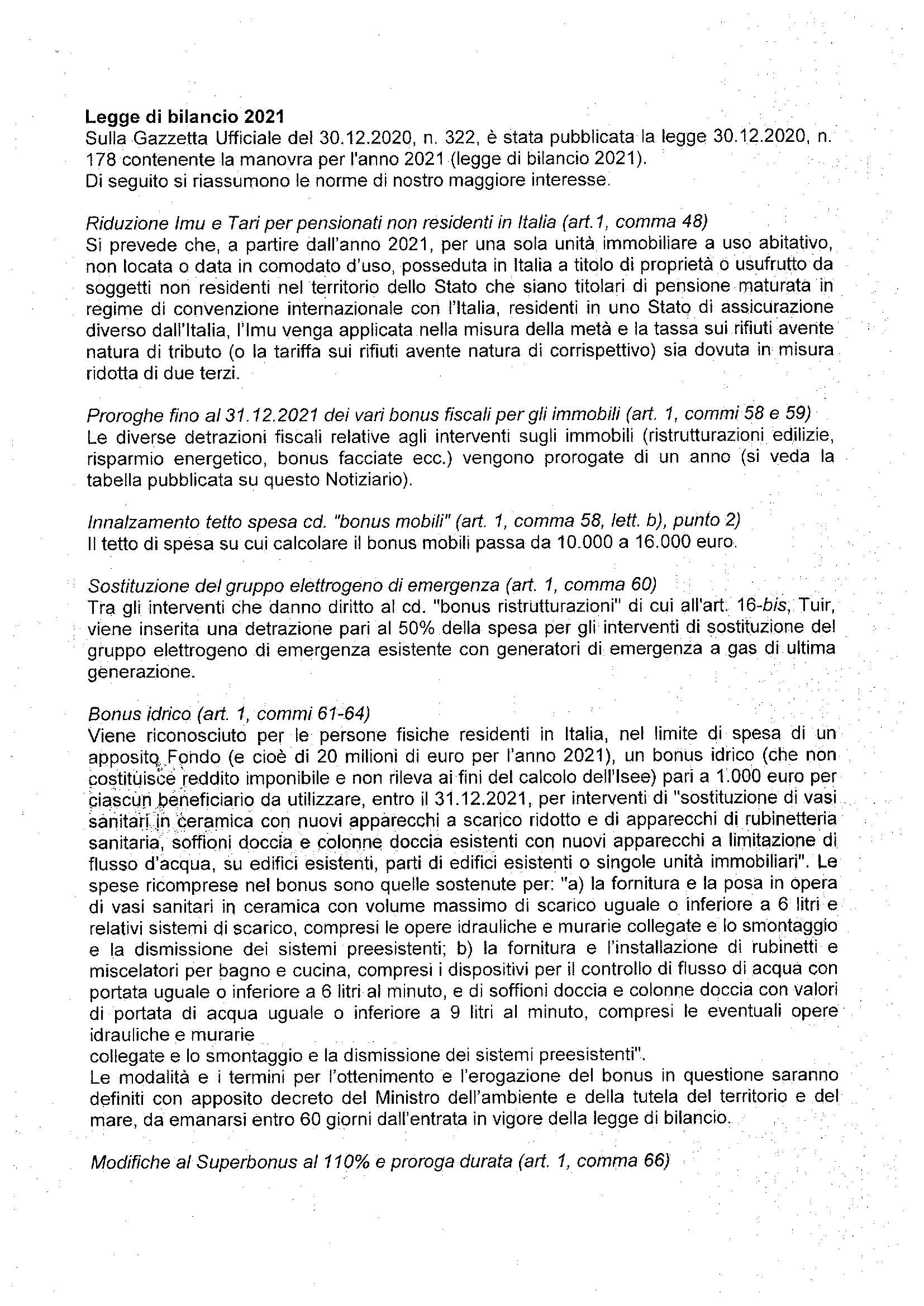 LEGGE DI BILANCIO - LE NORME DI MAGGIORE INTERESSE