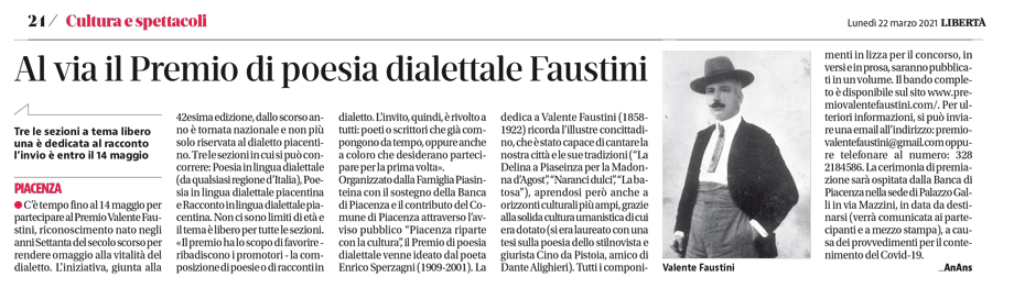 AL VIA IL PREMIO DI POESIA DIALETTALE FAUSTINI