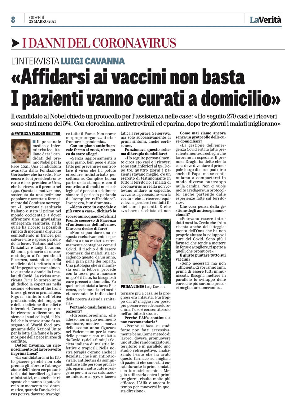 «AFFIDARSI AI VACCINI NON BASTA I PAZIENTI VANNO CURATI A DOMICILIO»