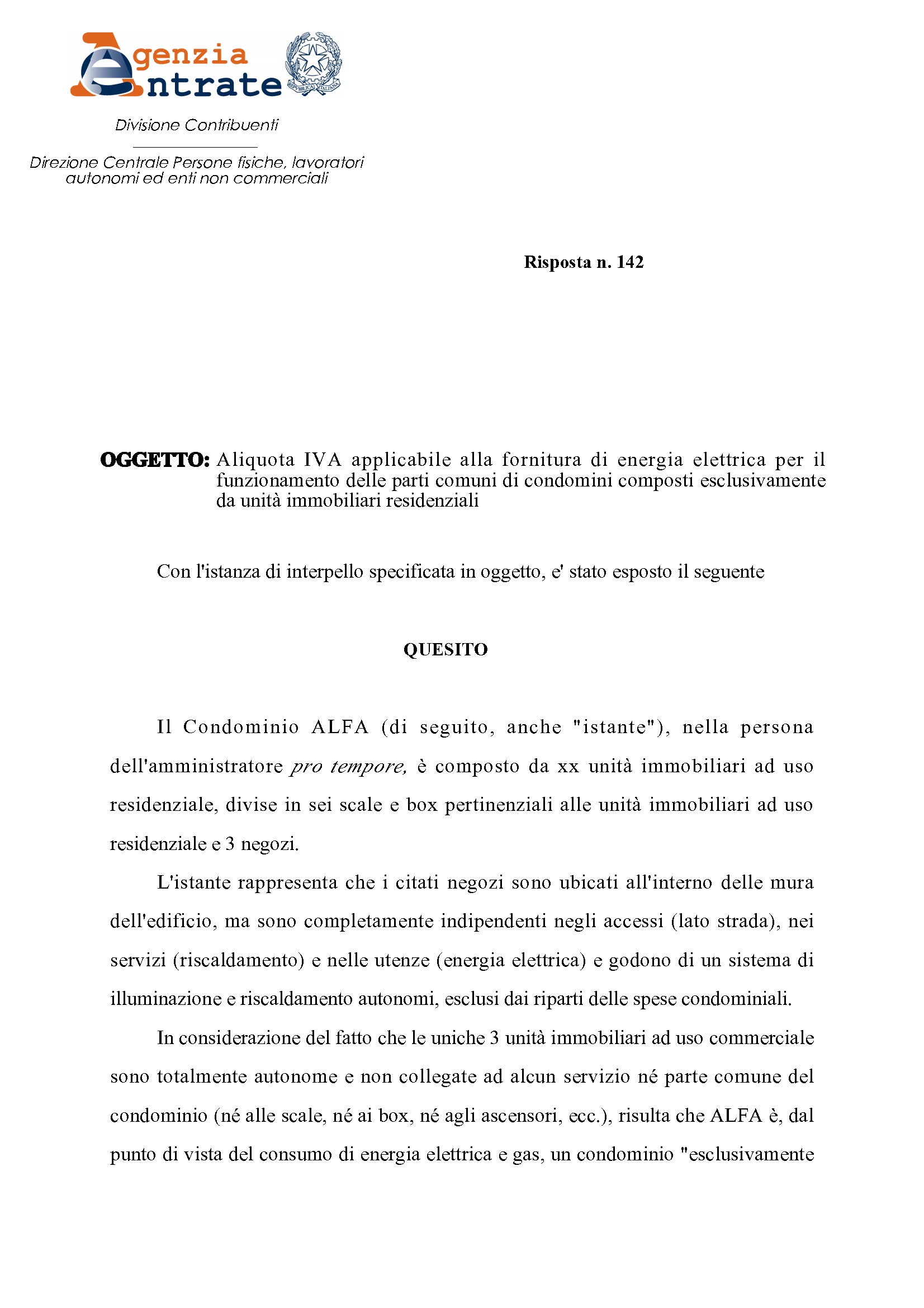 ELETTRICITÀ AL 10% PER IL CONDOMINII RESIDENZIALI