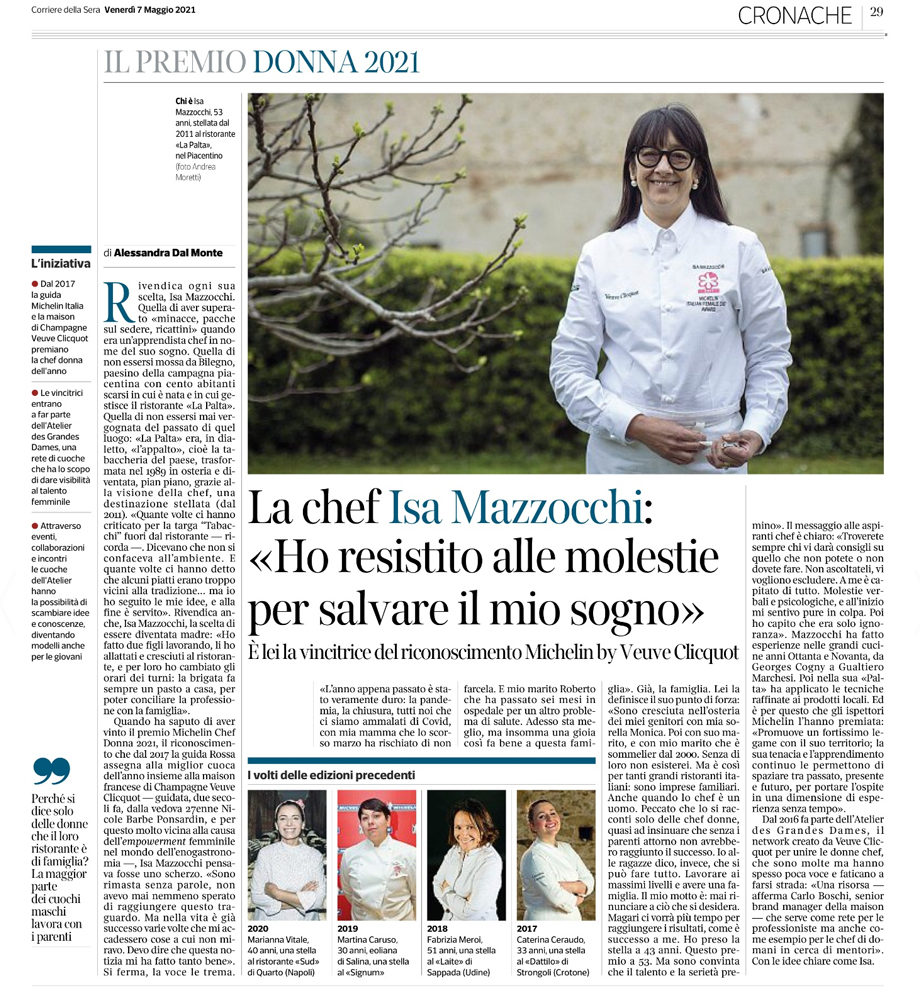 LA PIACENTINA ISA MAZZOCCHI VINCITRICE DEL PREMIO MICHELIN CHEF DONNA 2021