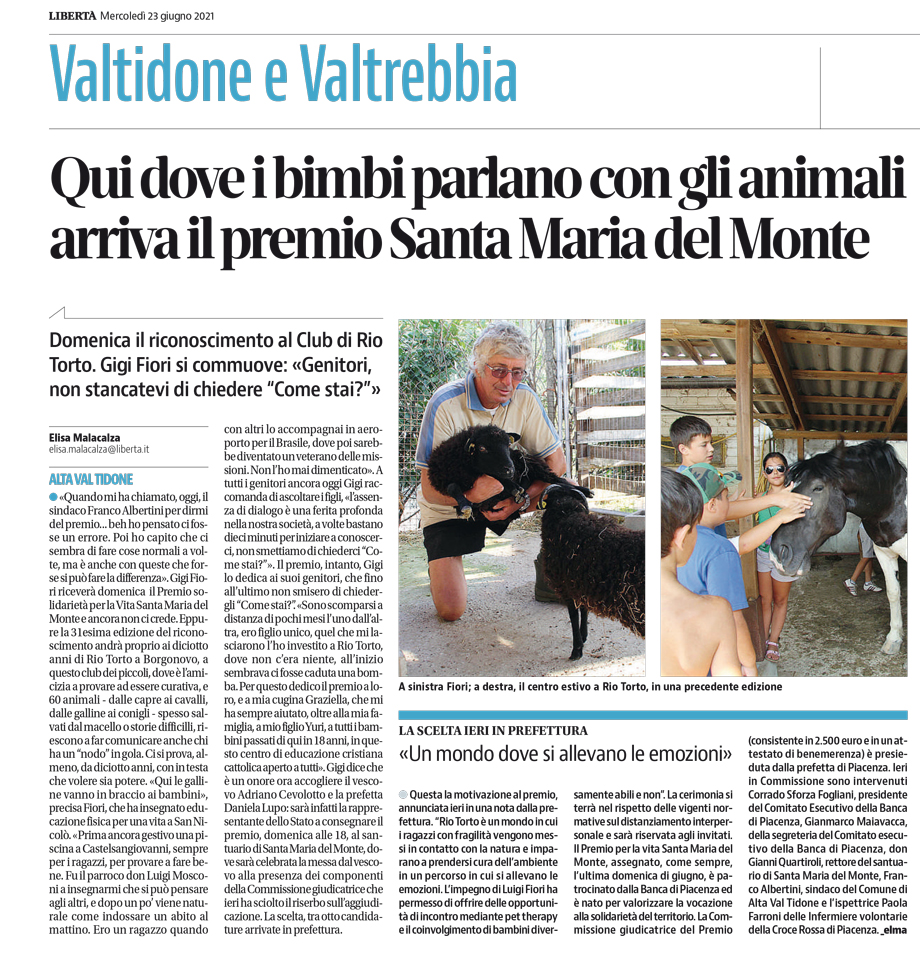 QUI DOVE I BIMBI PARLANO CON GLI ANIMALI ARRIVA IL PREMIO SANTA MARIA DEL MONTE