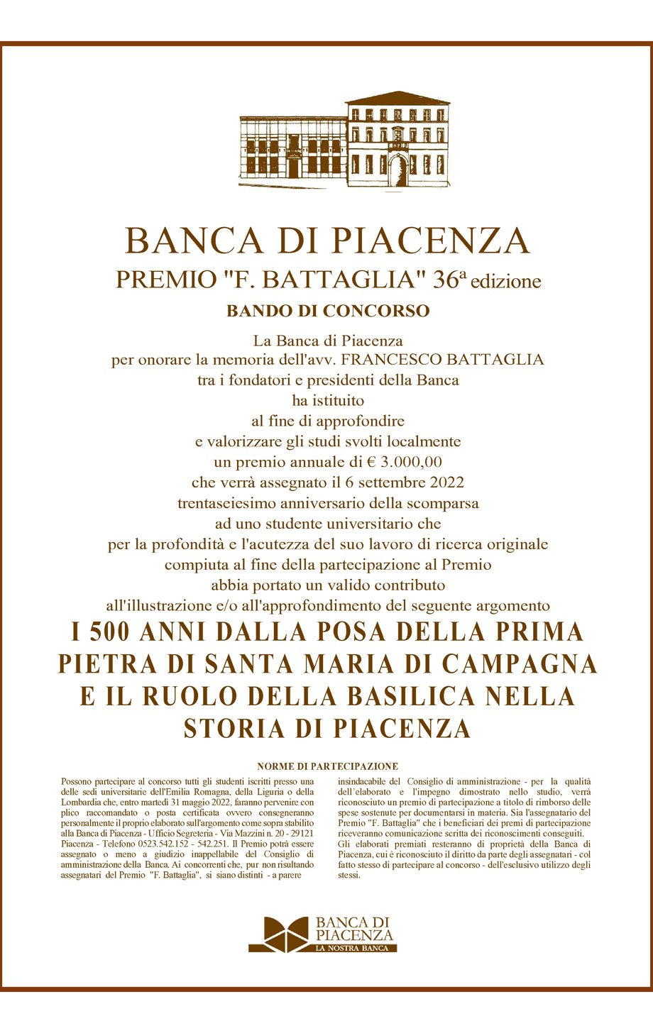 PREMIO BATTAGLIA 36° EDIZIONE