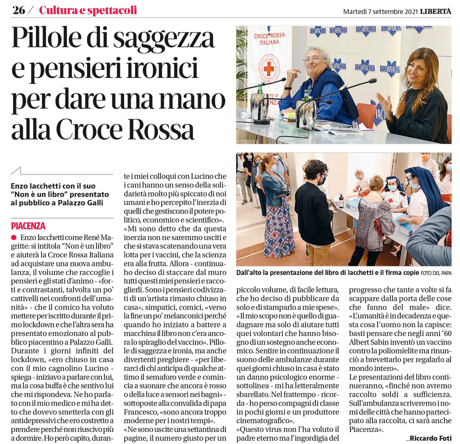 IACCHETTI A PALAZZO GALLI PILLOLE DI SAGGEZZA E PENSIERI IRONICI PER DARE UNA MANO ALLA CROCE ROSSA