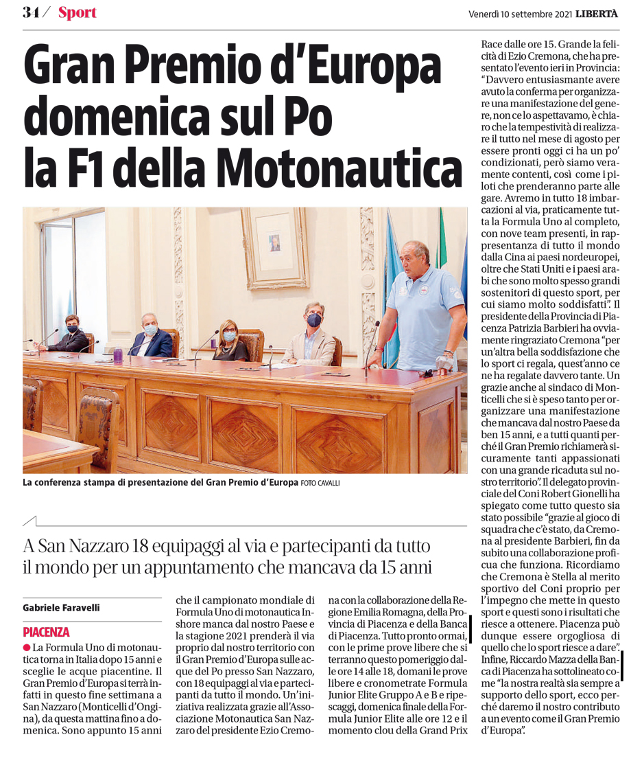 GRAN PREMIO D'EUROPA DOMENICA SUL PO LA F1 DELLA MOTONAUTICA