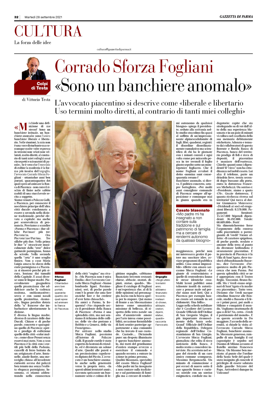 «SONO UN BANCHIERE ANOMALO»