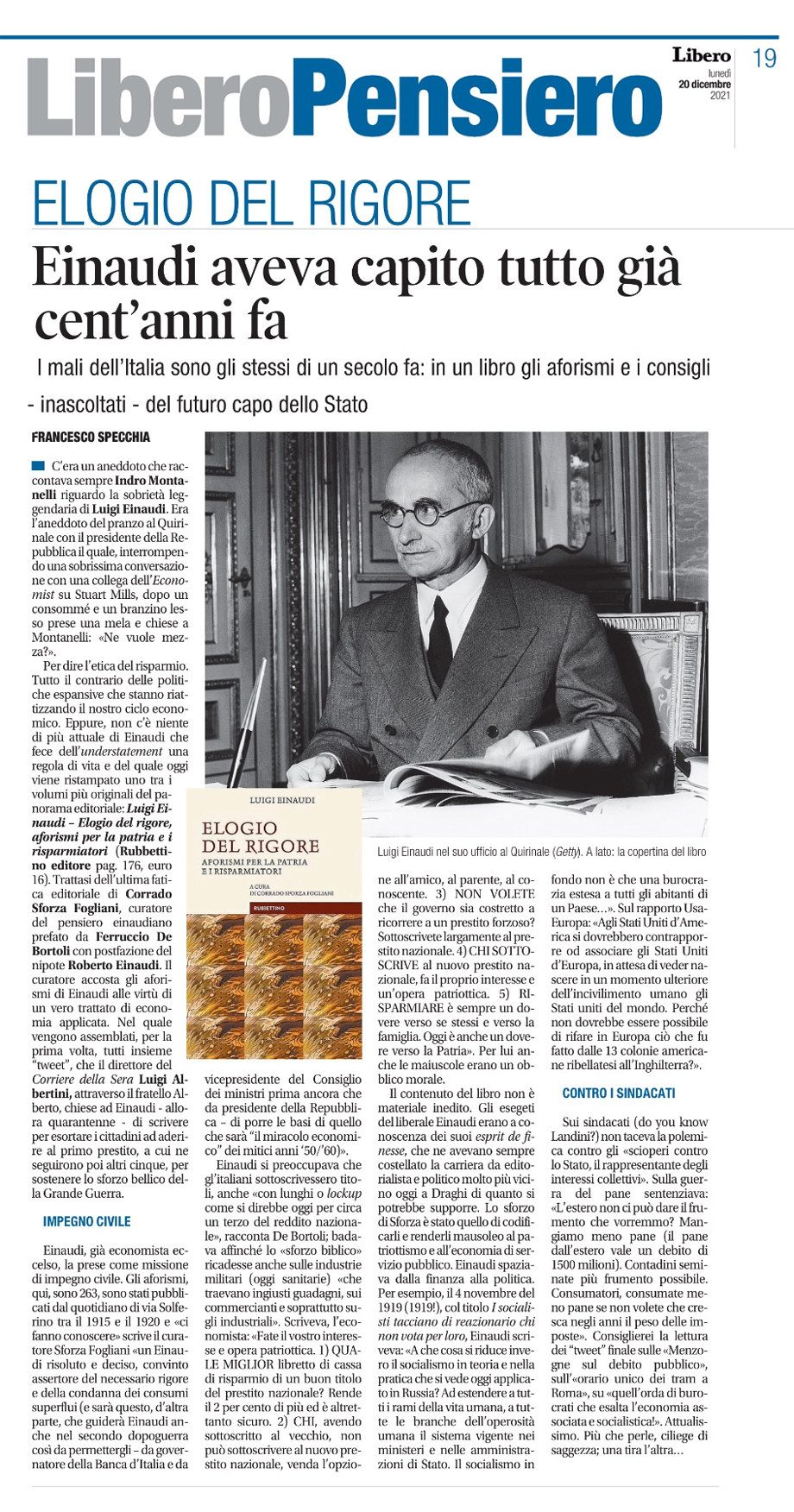 INTERA PAGINA SU LIBERO PER GLI AFORISMI DI EINAUDI