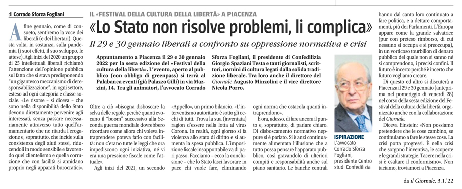 «LO STATO NON RISOLVE PROBLEMI, LI COMPLICA»