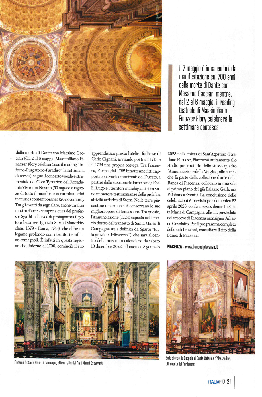 SULLA RIVISTA DI 24 ORE DUE PAGINE PER I 500 ANNI DI S. MARIA DI CAMPAGNA