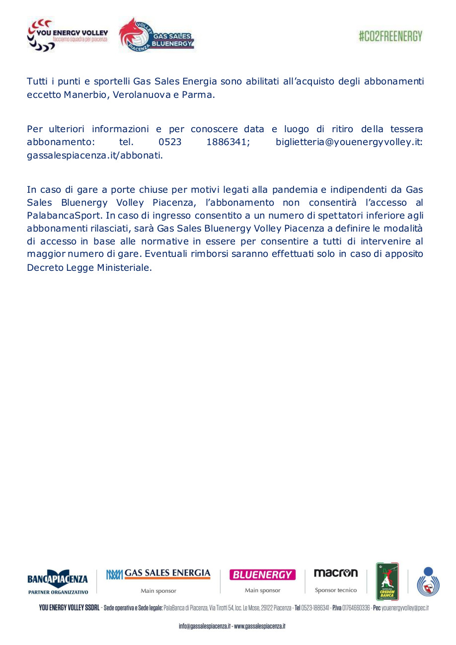 gas sales - tcomunicato stampa