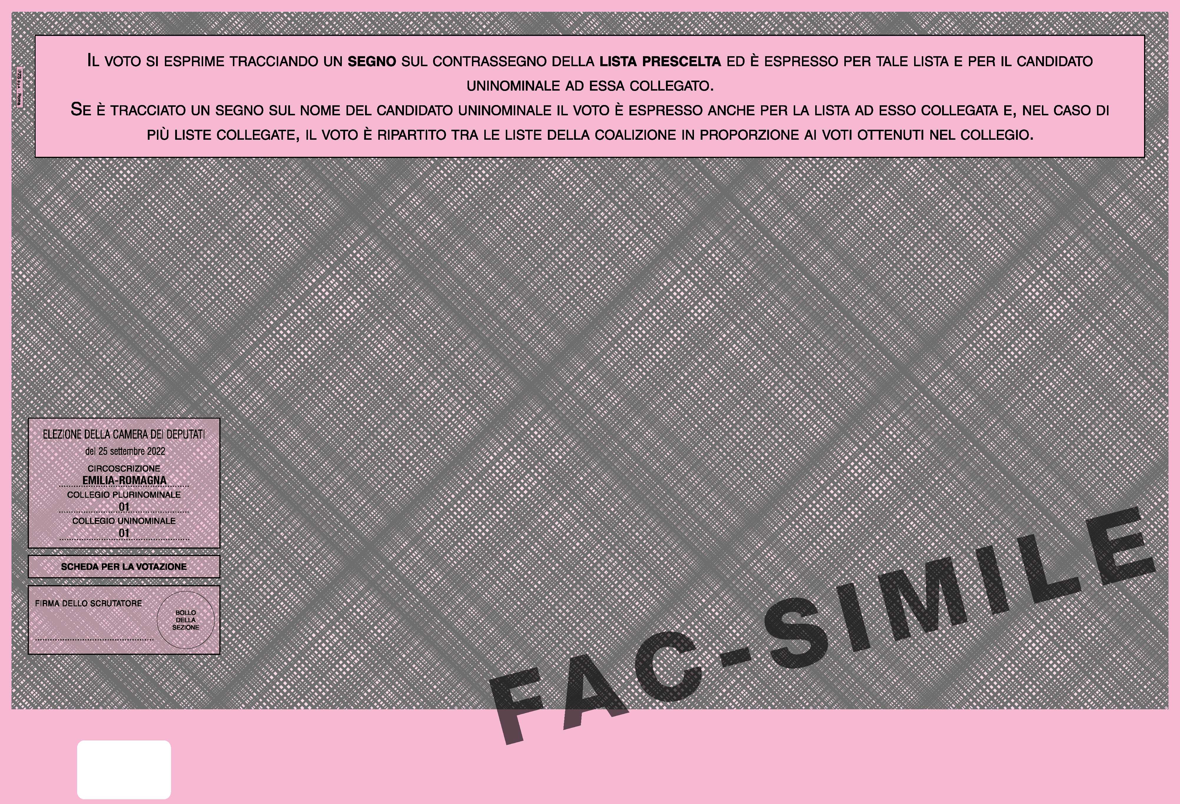 LA SCHEDA ELETTORALE DELLA CAMERA