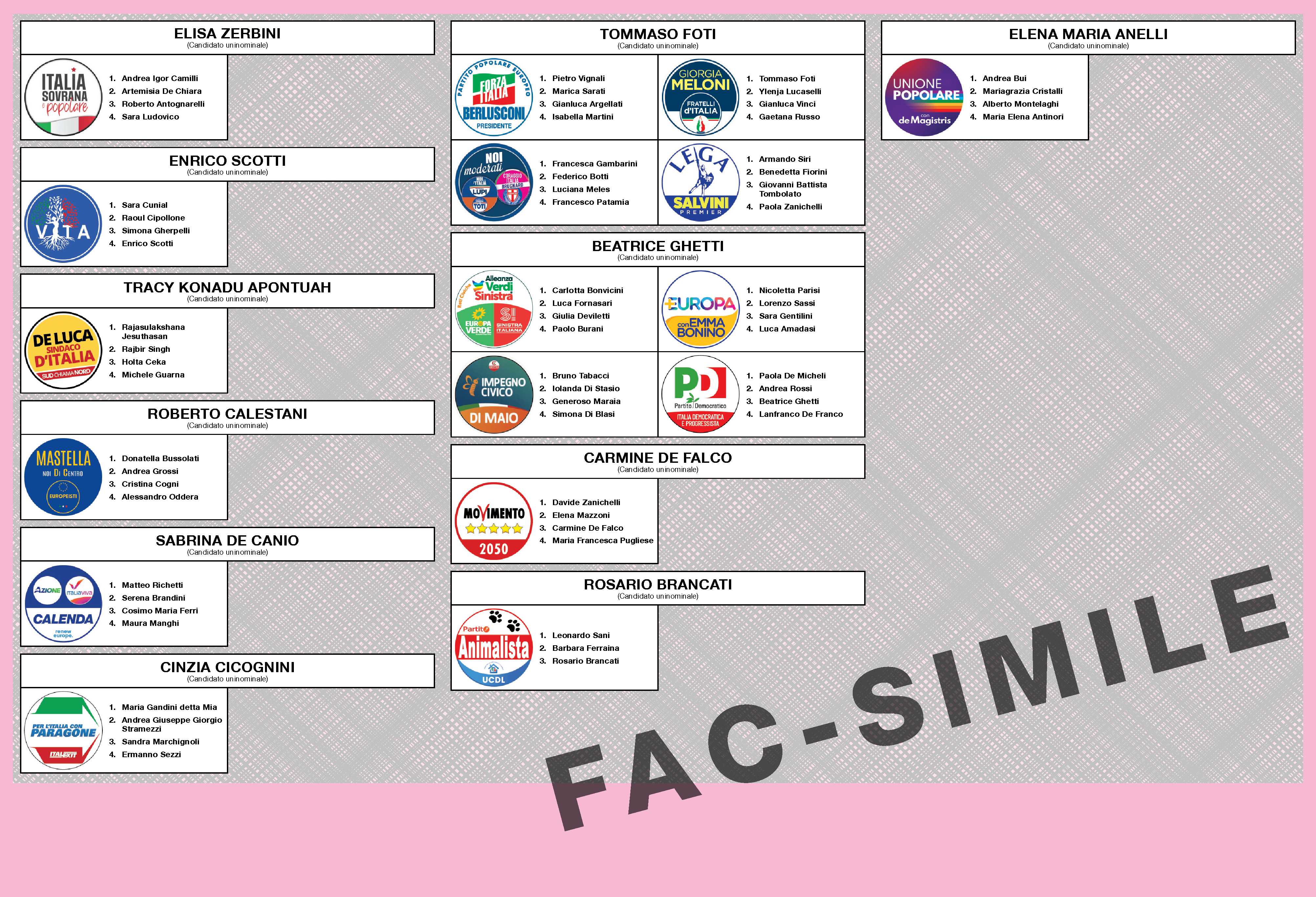 LA SCHEDA ELETTORALE DELLA CAMERA 2