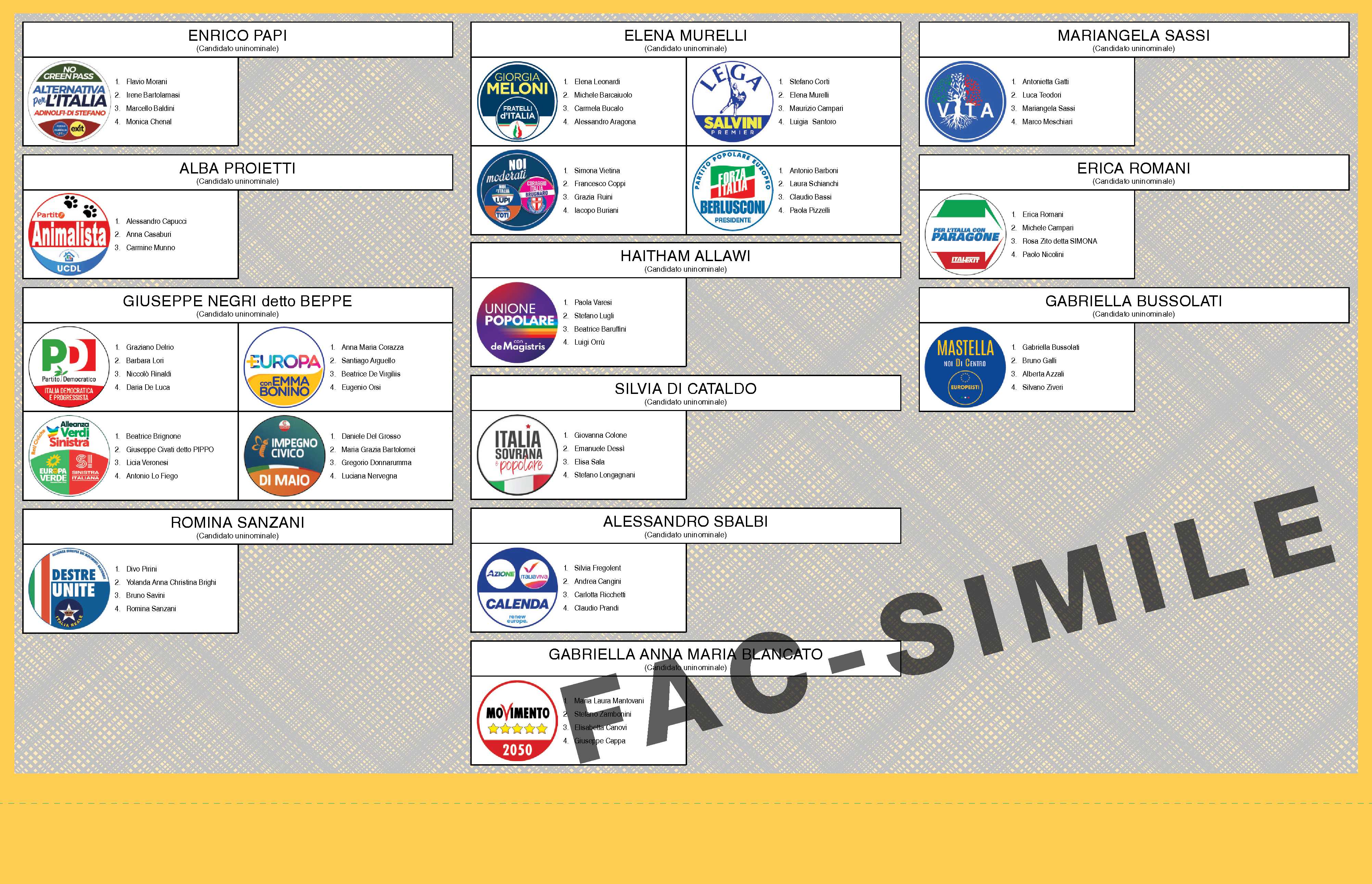 LA SCHEDA ELETTORALE DEL SENATO