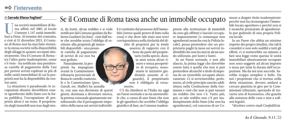 SE IL COMUNE DI ROMA TASSA ANCHE UN IMMOBILE OCCUPATO