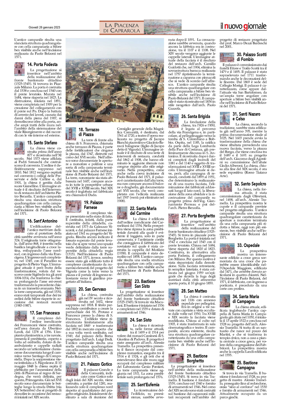 500 ANNI S. MARIA DI CAMPAGNA ALLA SCOPERTA DELLA PIACENZA DIPINTA A CAPRAROLA NEL 1573