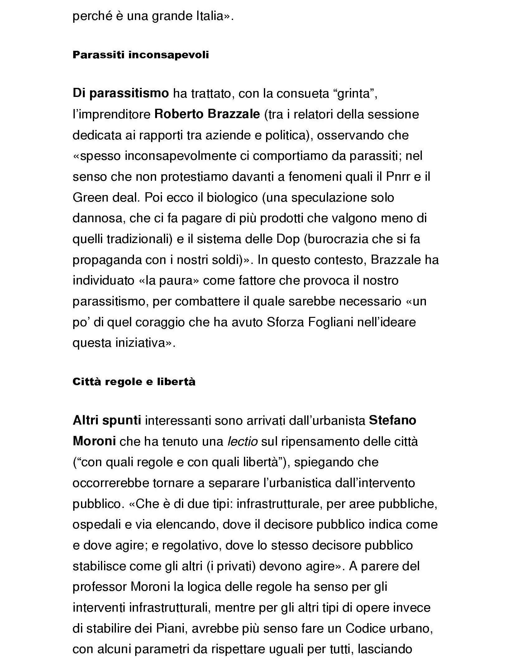 "IL FESTIVAL DELLA CULTURA DELLA LIBERTà CORRADO SFORZA FOGLIANI"