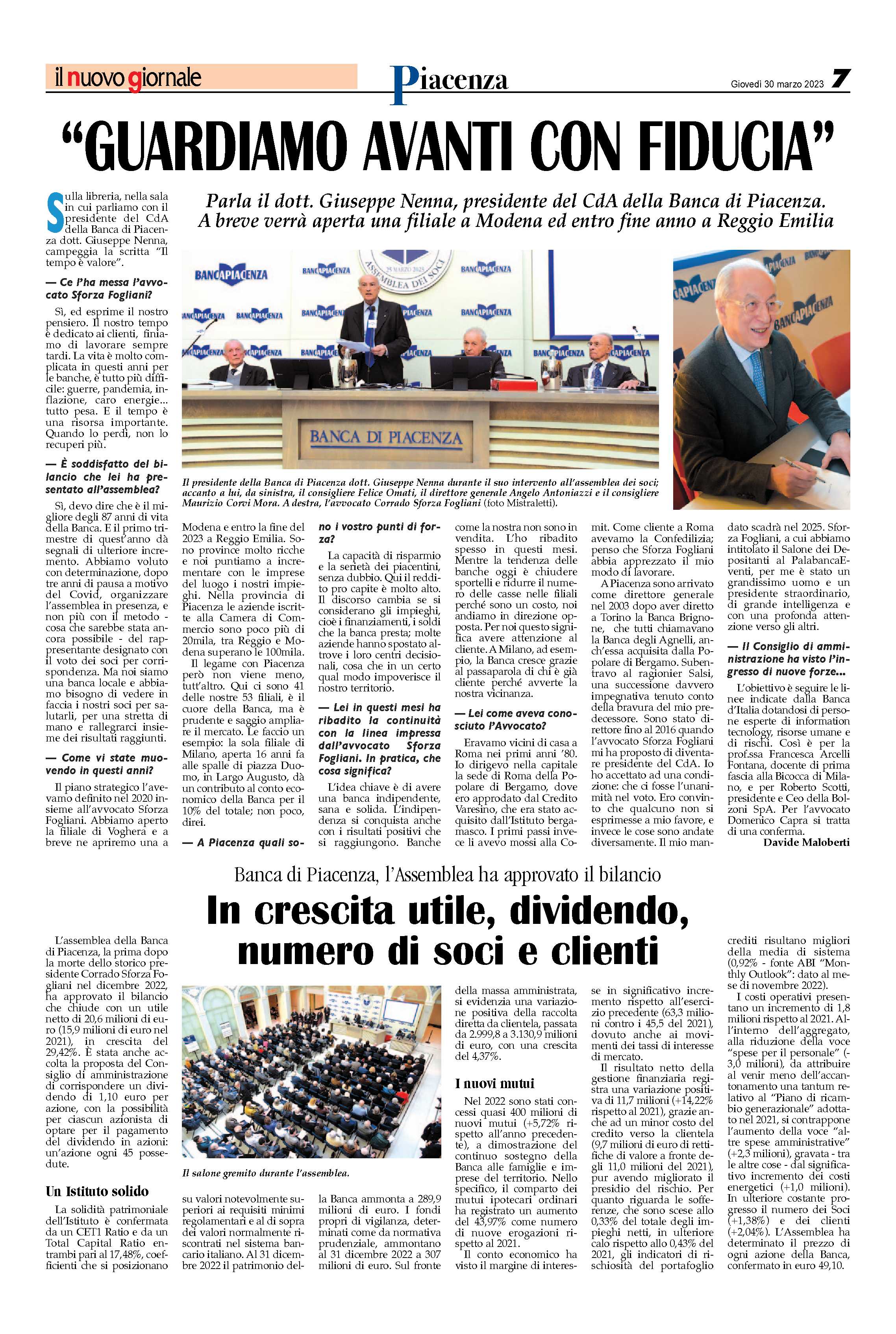 INTERVISTA AL PRESIDENTE NENNA DOPO L'APPROVAZIONE DEL BILANCIO: «GUARDIAMO AVANTI CON FIDUCIA»