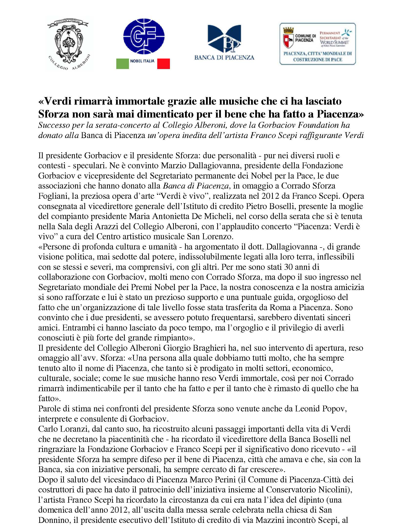 VERDI RIMARRÀ IMMORTALE GRAZIE ALLE MUSICHE CHE CI HA LASCIATO