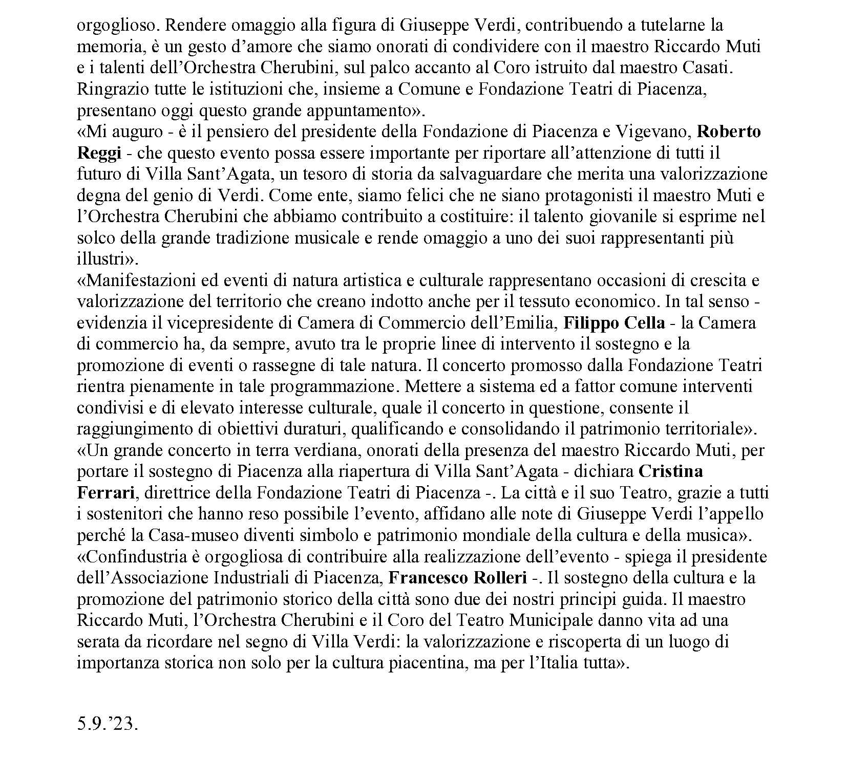 IL MINISTRO SANGIULIANO AL CONCERTO DI MUTI ANNUNCIO DEL SINDACO ALLA CONFERENZA STAMPA CHE SI E' TE