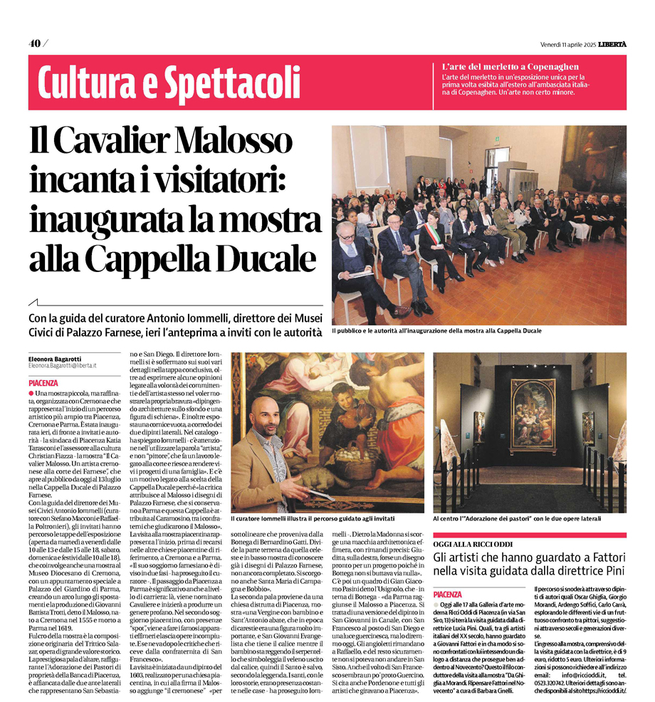 Il Cavalier Malosso incanta i visitatori: inaugurata la mostra alla Cappella Ducale